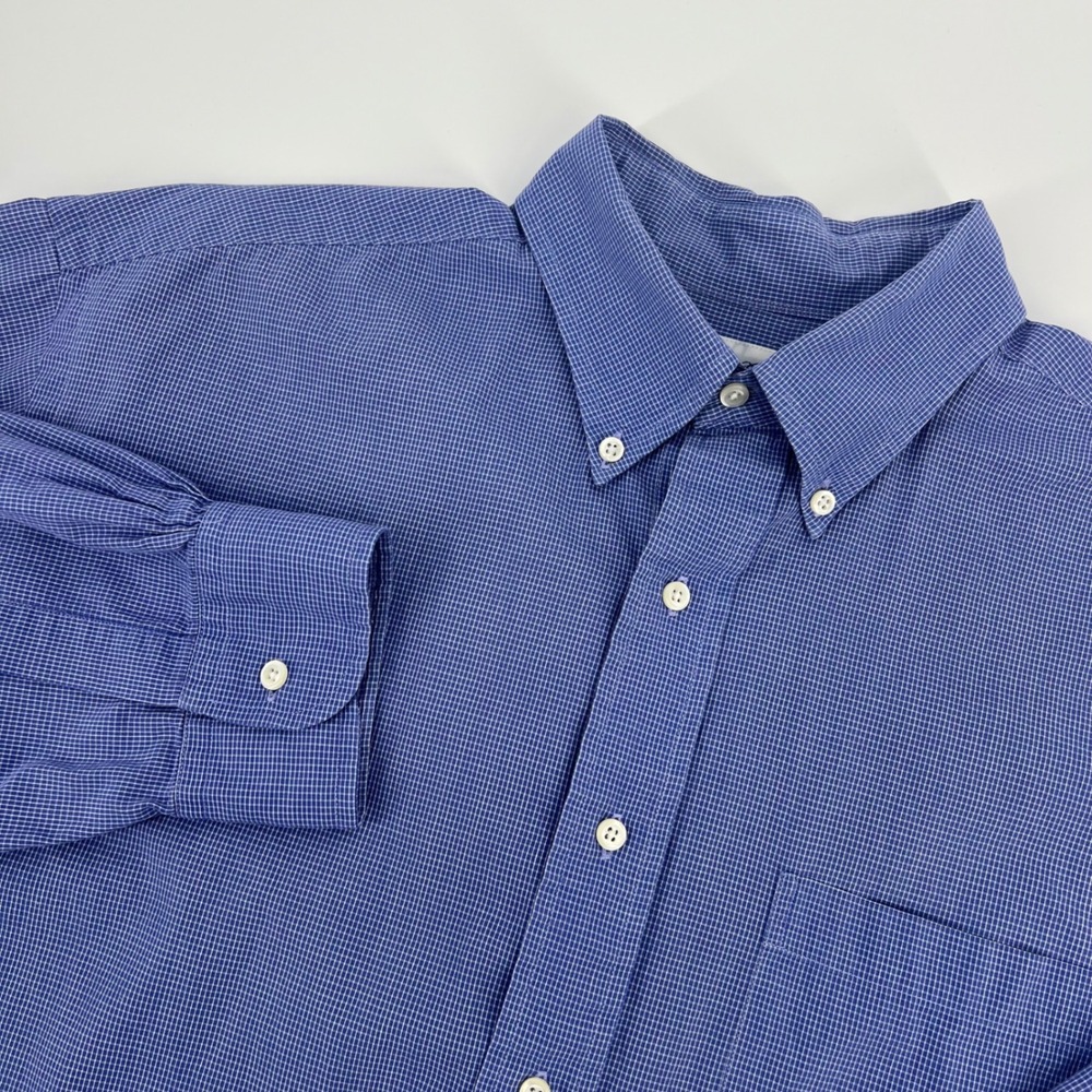 Brooks Brothers Mens Relaxed Fit Check Button Down‎ Shirt Blue White 16.5-4